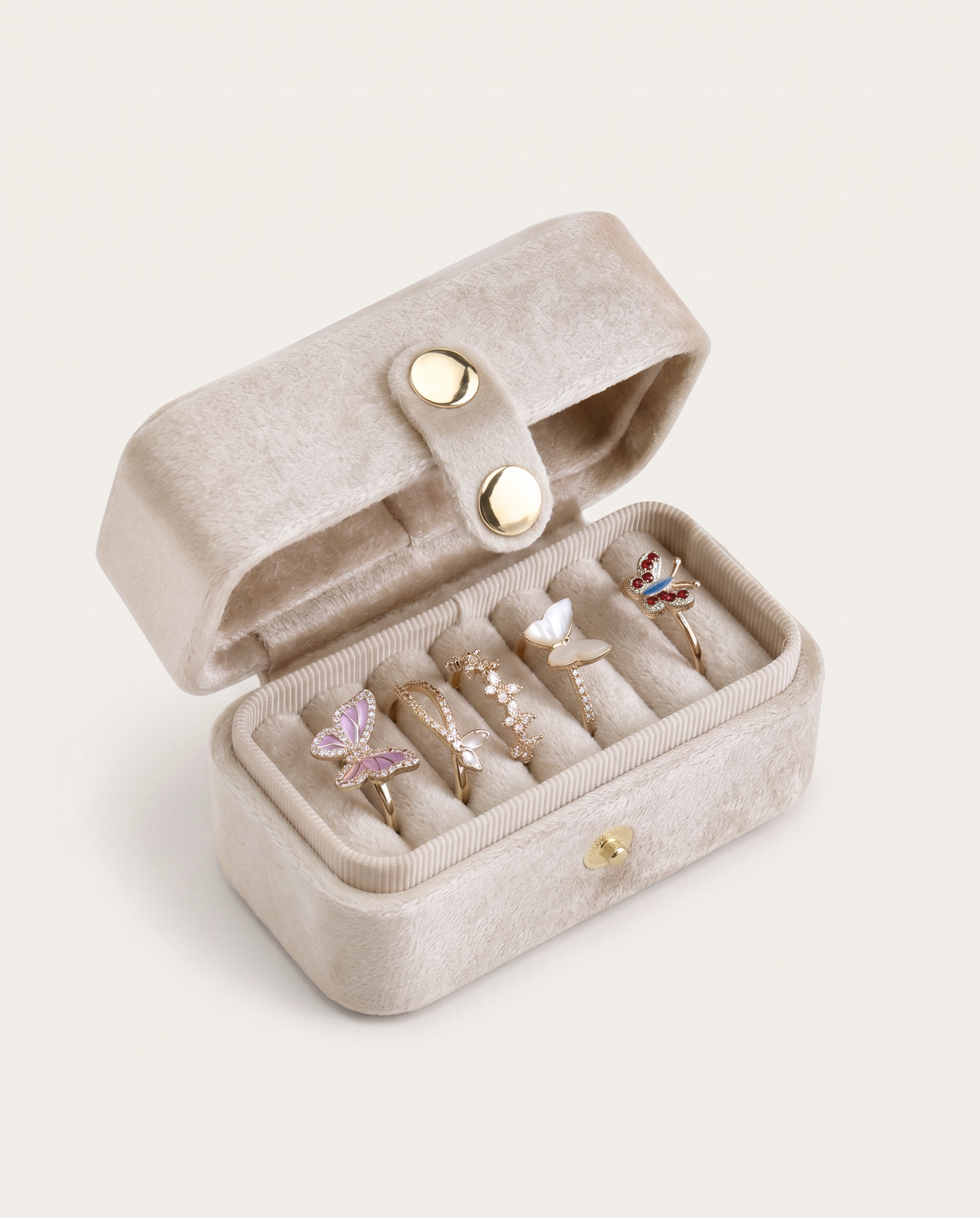 Mini Jewelry Box in Soft Cream