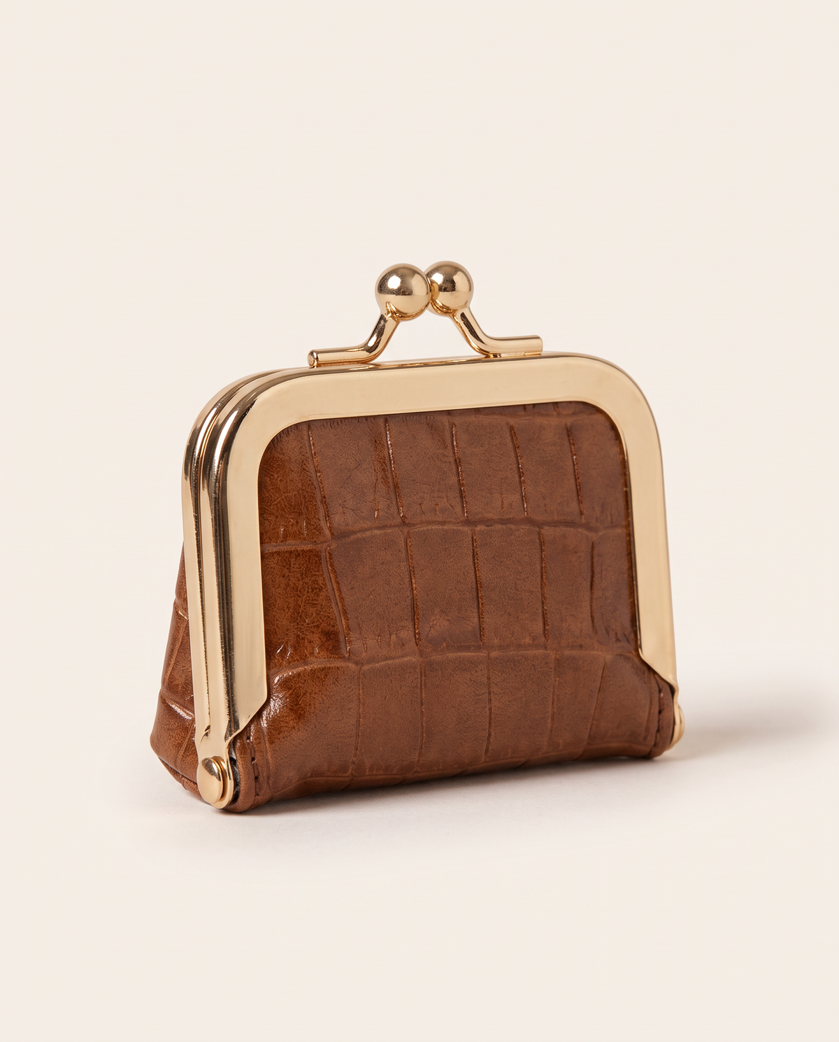 Mini Jewelry Pouch in Coffee Croc
